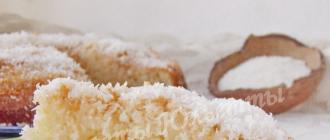 Кокосовый пирог на кефире со сливками Торт на кефире с кокосом